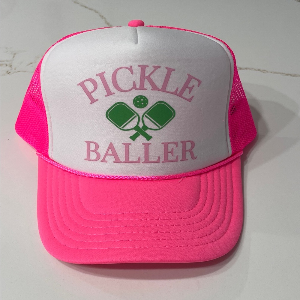 PICKLE BALLER Pink Trucker Hat